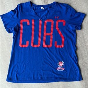 Chicago Cubs Under Armour Women’s V-Neck T-Shirt XL Loose Fit Baseball